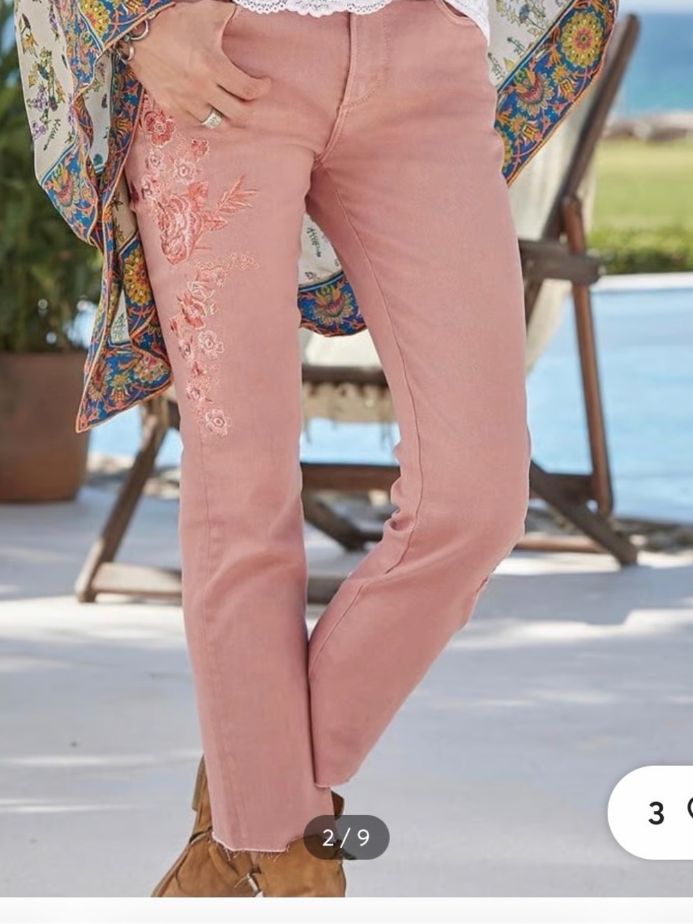 DRIFTWOOD Colette Women’s Pink Embroidered Slim Jeans